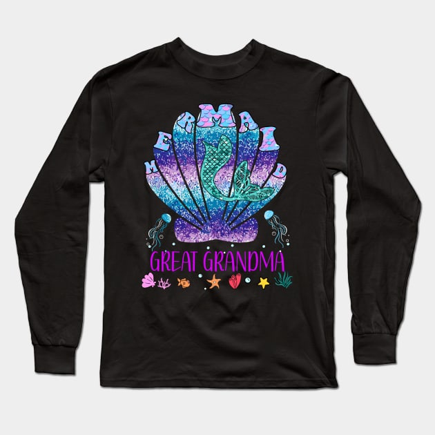 Mermaid Great Grandma Her Women Mermaid Matching Party Long Sleeve T-Shirt by rhazi mode plagget